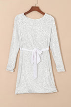 Sequin Tie Front T-Shirt Dress - Delanoir