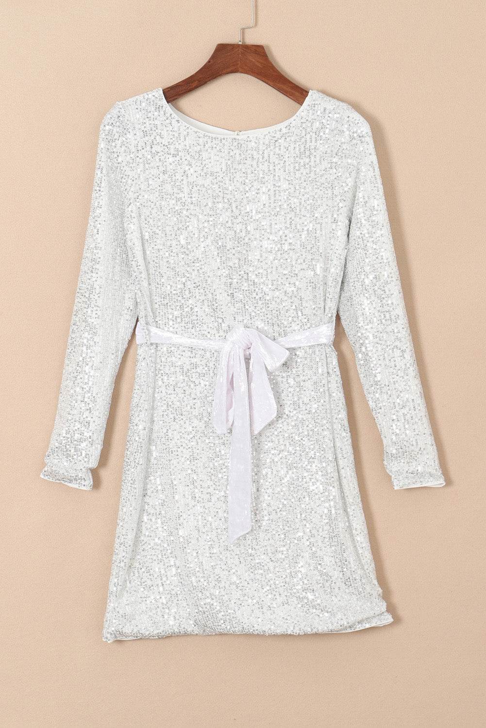Sequin Tie Front T-Shirt Dress - Delanoir