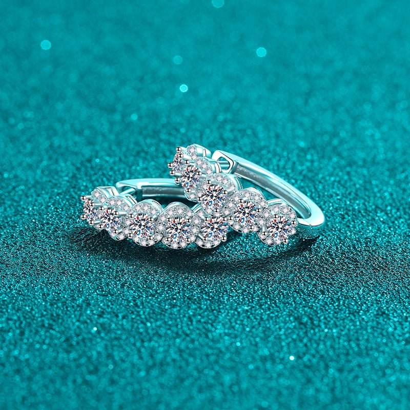 1 Carat Moissanite Zircon 925 Sterling Silver Huggie Earrings - Delanoir
