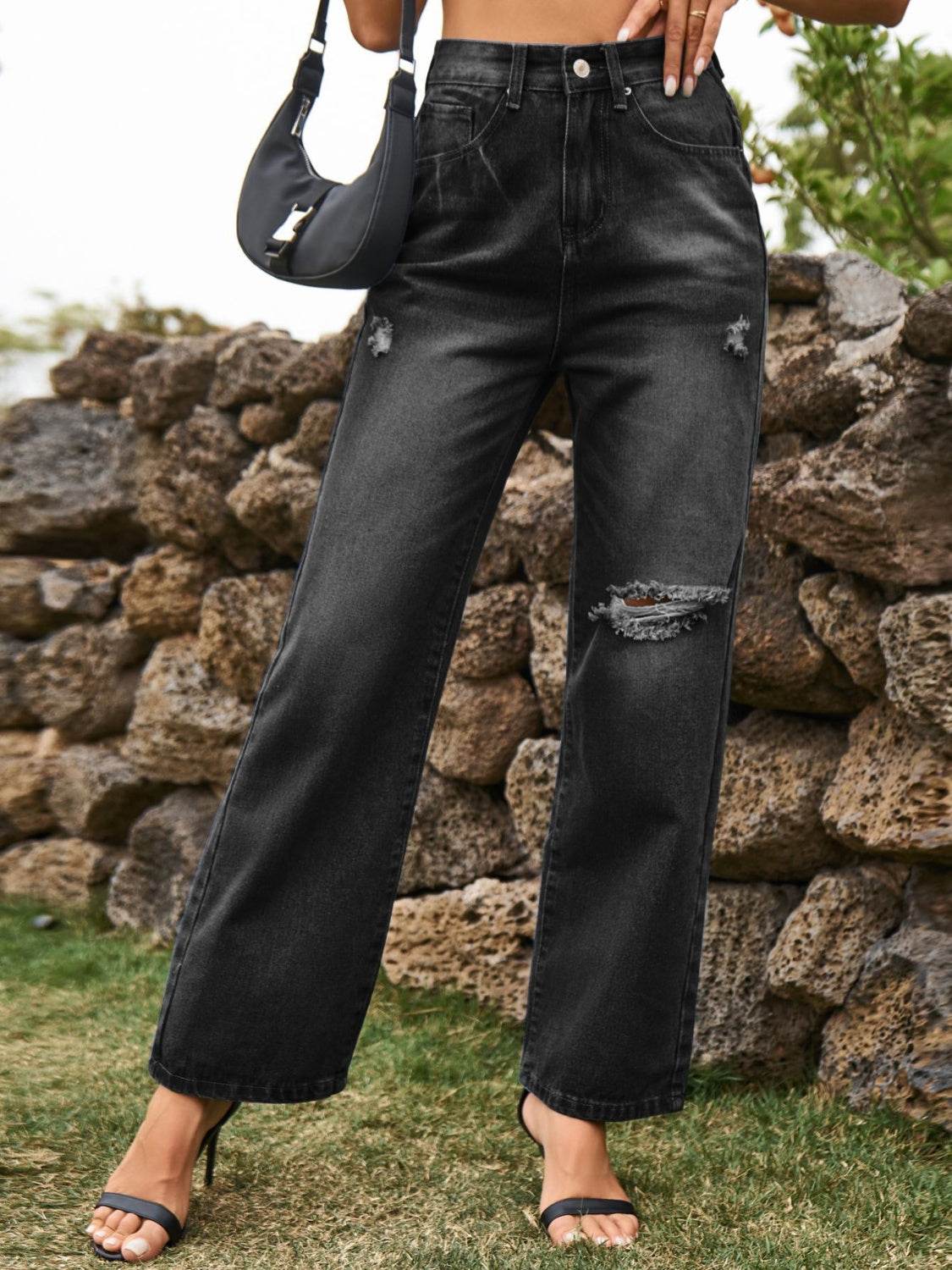 Distressed Jeans with Pockets - Delanoir