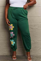 Simply Love Simply Love Full Size Drawstring Flower Graphic Long Sweatpants - Delanoir