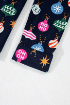 Christmas Lights Print Collared Neck Top and Pants Set - Delanoir
