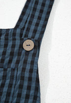 Plaid Wide Strap Wide Leg Overalls - Delanoir