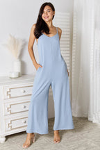 Basic Bae Full Size Spaghetti Strap V-Neck Jumpsuit - Delanoir