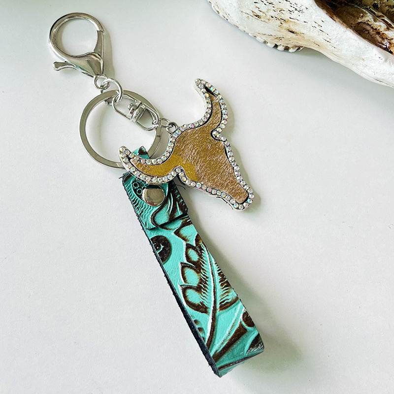 Rhinestone Bull Keychain - Delanoir