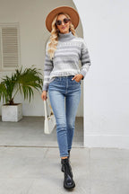 Geometric Turtleneck Long Sleeve Sweater - Delanoir