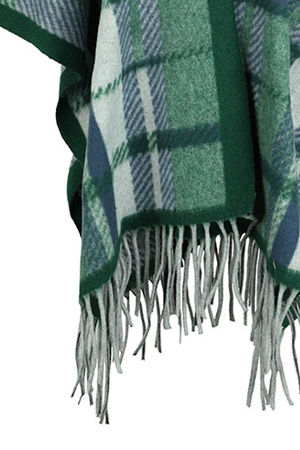 Cloak Sleeve Fringe Detail Poncho - Delanoir