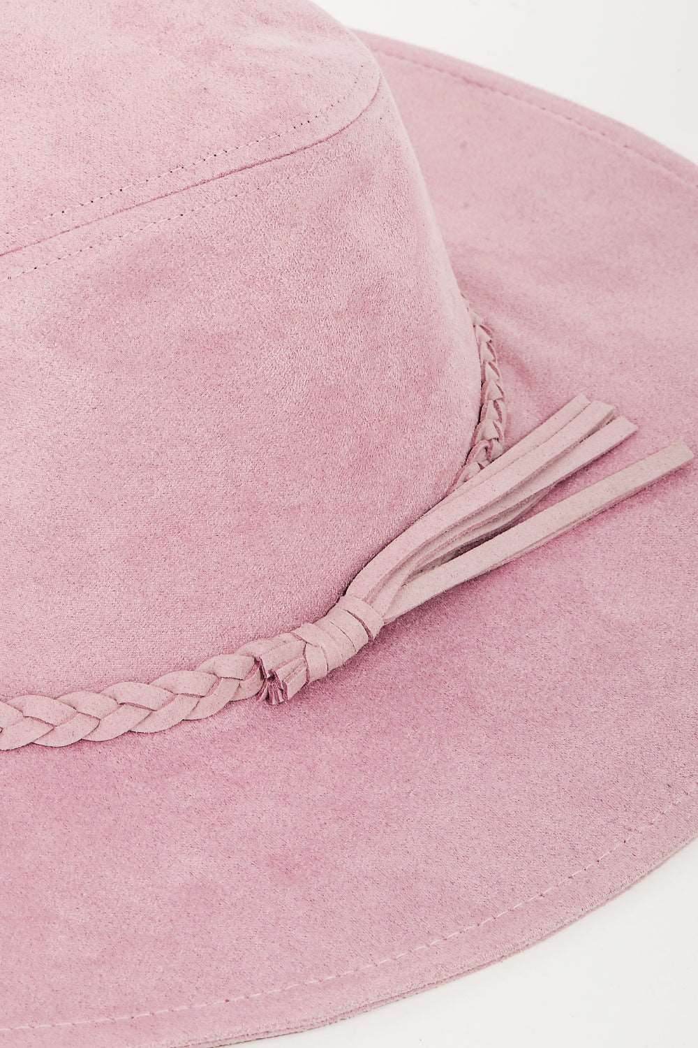Fame Braided Faux Suede Hat - Delanoir