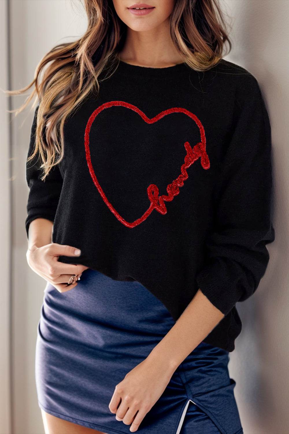 Round Neck Long Sleeve Sweater - Delanoir