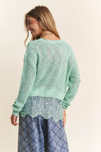 J.NNA Lace Detail Long Sleeve Knit Top - Delanoir