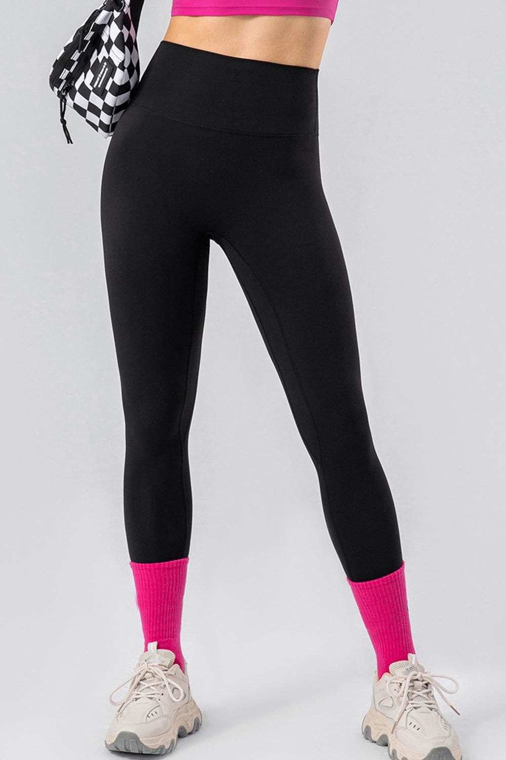 High Waist Wide Waistband Active Leggings - Delanoir