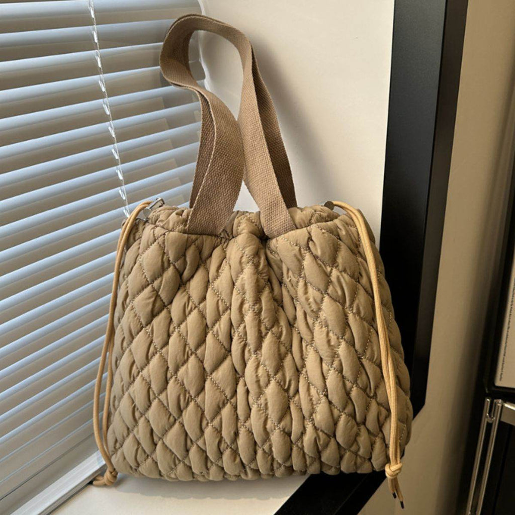 Drawstring Bubble Texture Tote Bag - Delanoir