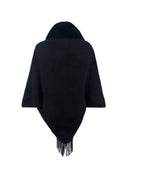 Open Front Fringe Hem Poncho - Delanoir