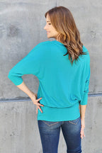 Basic Bae Full Size Round Neck Batwing Sleeve Top - Delanoir