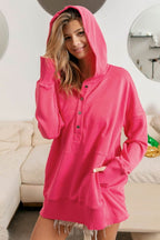 BiBi Half Snap Thumbhole Long Sleeve Hoodie - Delanoir