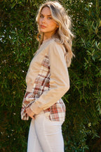 And The Why Full Size Double Layered Plaid Contrast Sweatshirt - Delanoir