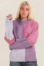 VERY J Color Block Mock Neck Drop Shoulder Sweater - Delanoir