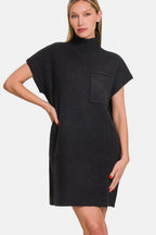 Zenana Short Sleeve Sweater Mini Dress - Delanoir