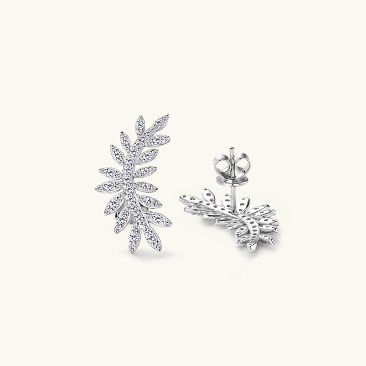 Moissanite 925 Sterling Silver Leaf Shape Stud Earrings - Delanoir