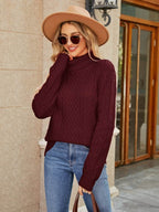 Cable-Knit Mock Neck Sweater - Delanoir