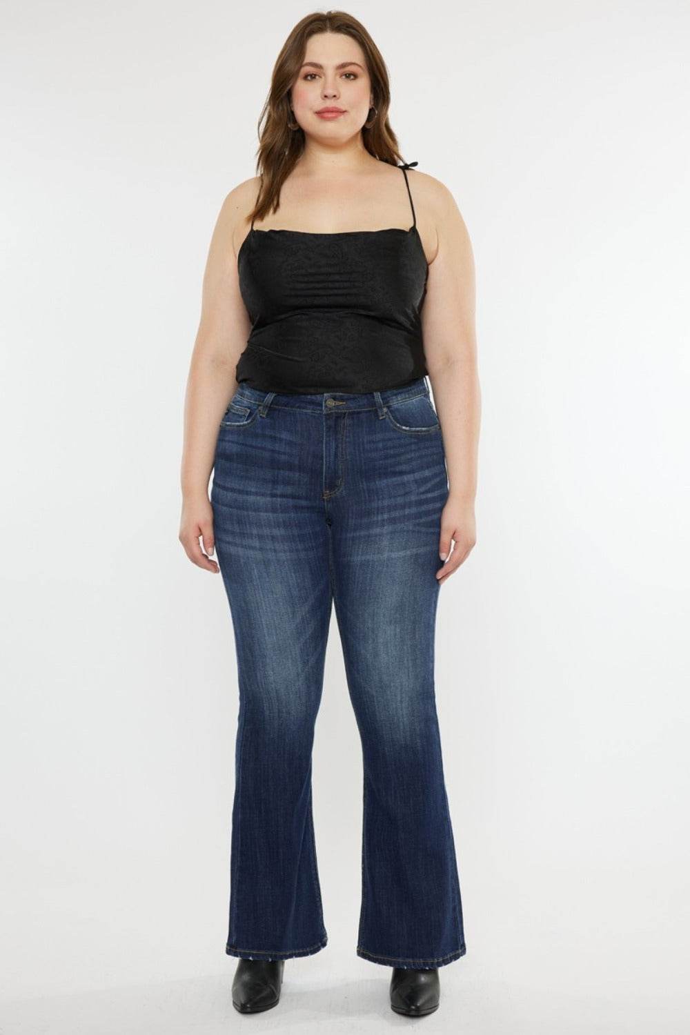 Kancan Full Size Mid Rise Slim Flare Jeans - Delanoir
