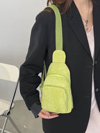 Corduroy Solid Color Crossbody Bag - Delanoir