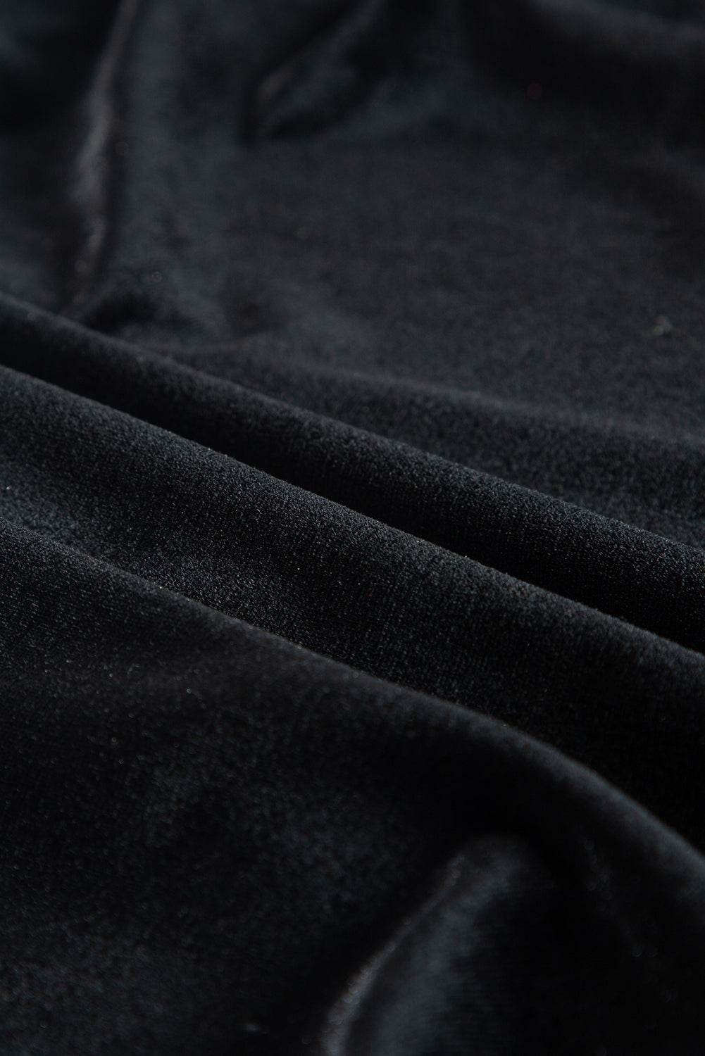 Surplice Long Sleeve Velvet Dress - Delanoir