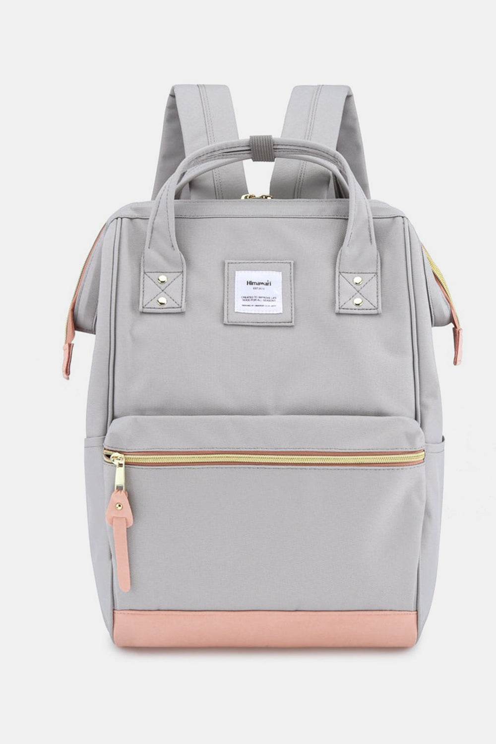 Himawari Contrast Waterproof Canvas Backpack Bag with Side Pockets - Delanoir