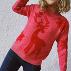 Reindeer and Snowflake Pattern Sweater - Delanoir