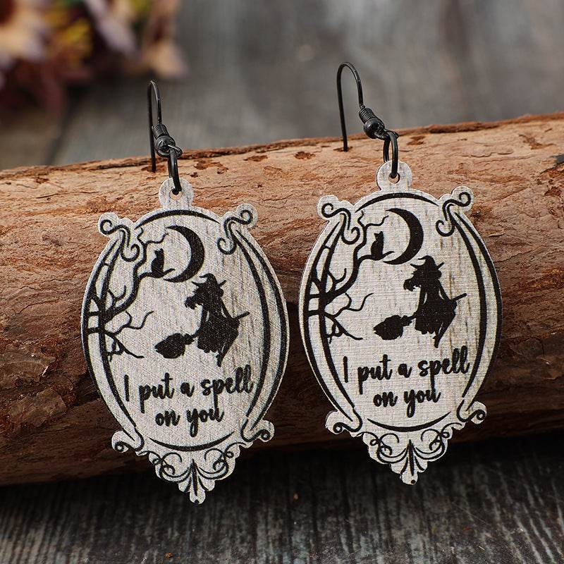 Witch Wooden Dangle Earrings - Delanoir