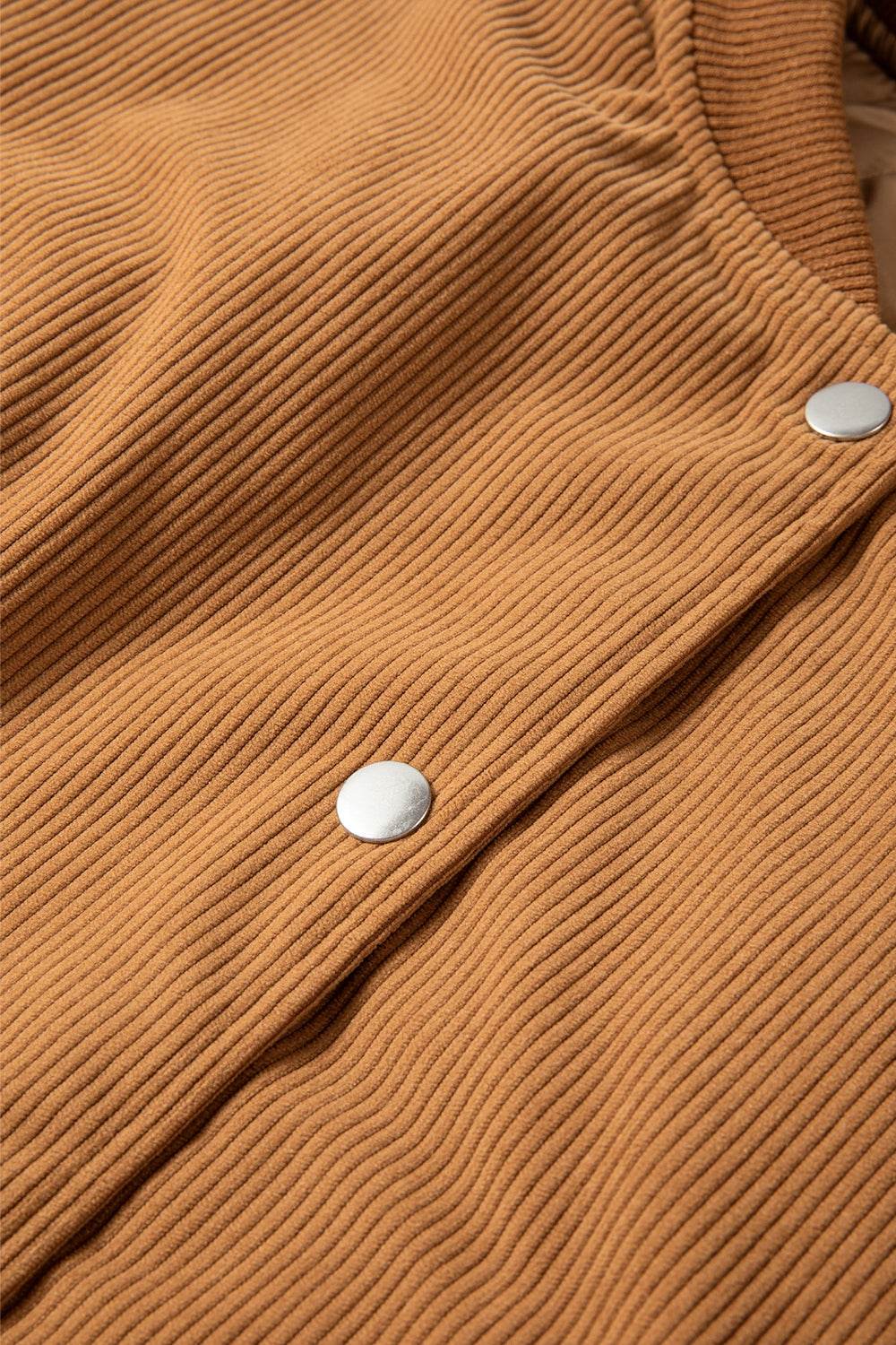Contrast Baseball Collar Snap Down Long Sleeve Jacket - Delanoir