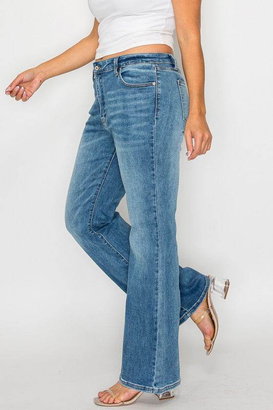 bytos Full Size Cat's Whiskers Mid Rise Bootcut Jeans - Delanoir