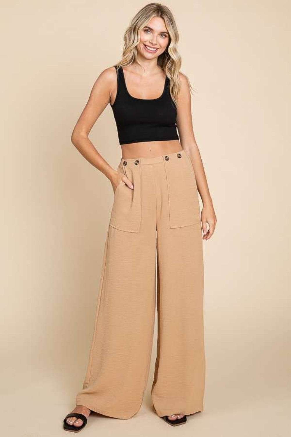 Culture Code Full Size High Waist Wide Leg Cargo Pants - Delanoir