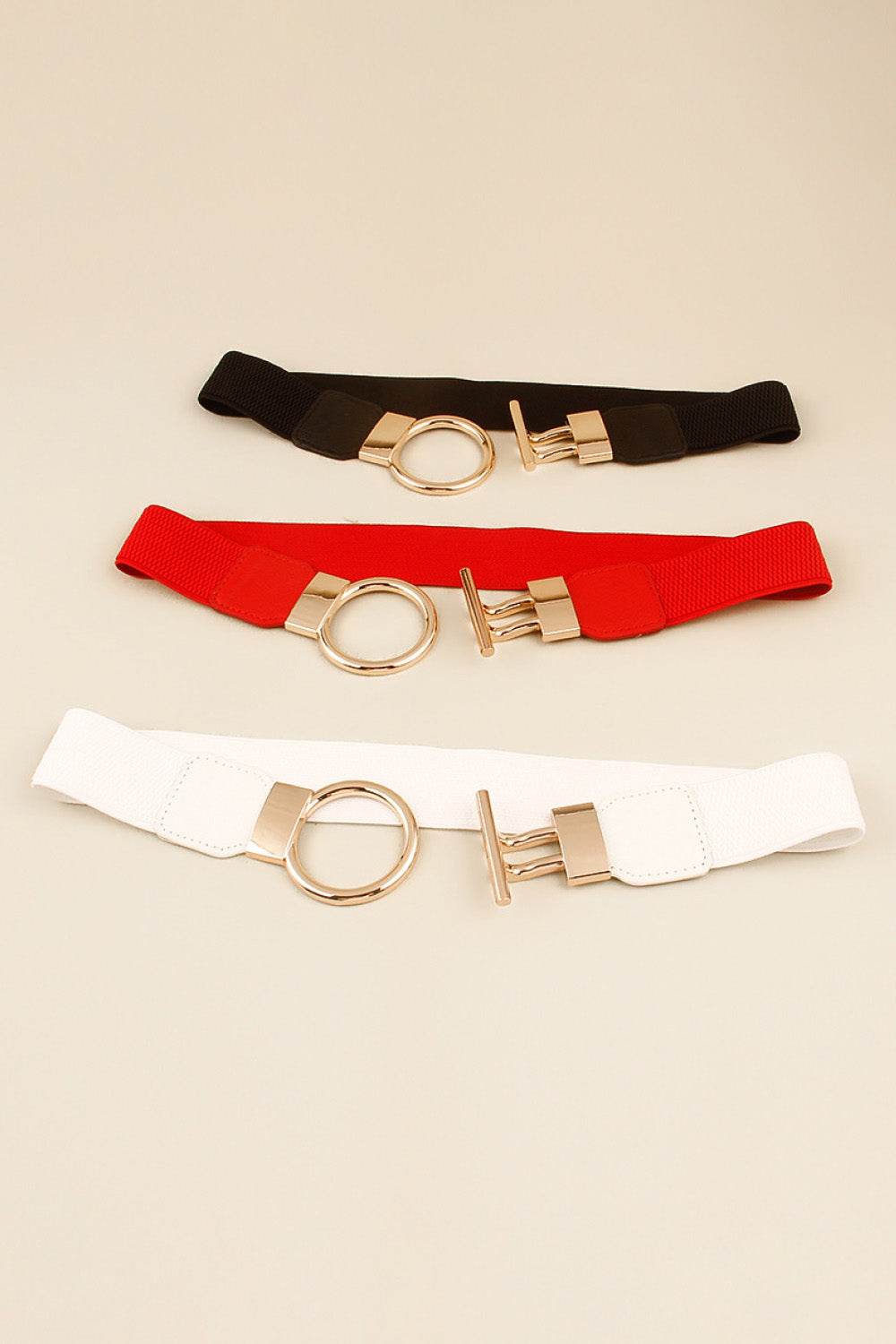Circle Shape Buckle Zinc Alloy Buckle PU Leather Belt - Delanoir