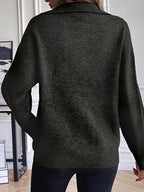 Half Zip Dropped Shoulder Sweater - Delanoir