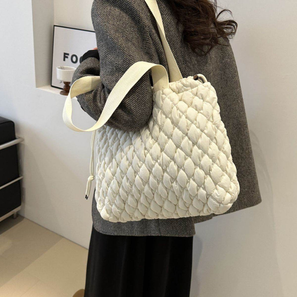 Drawstring Bubble Texture Tote Bag - Delanoir