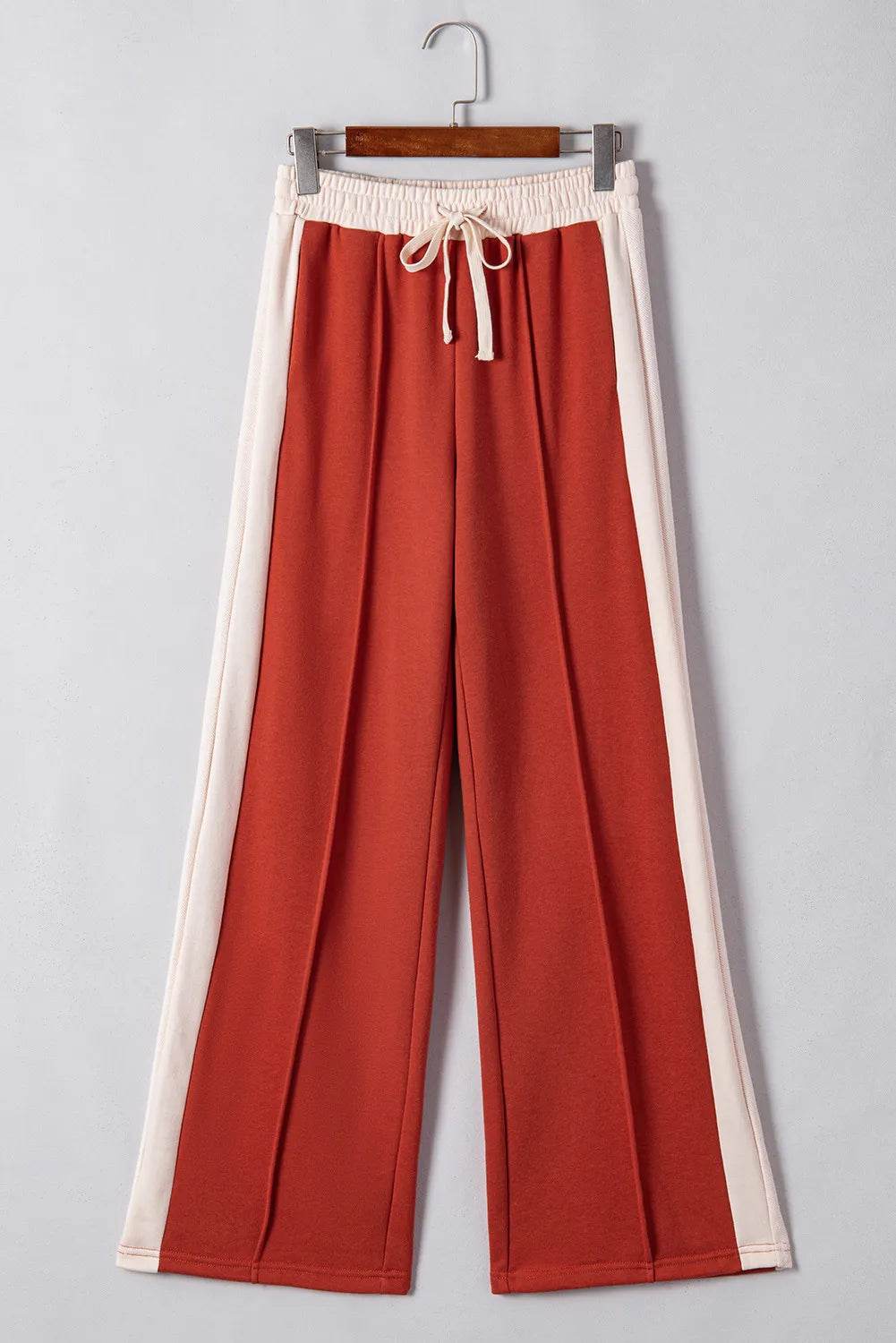 Drawstring Contrast Wide Leg Pants - Delanoir