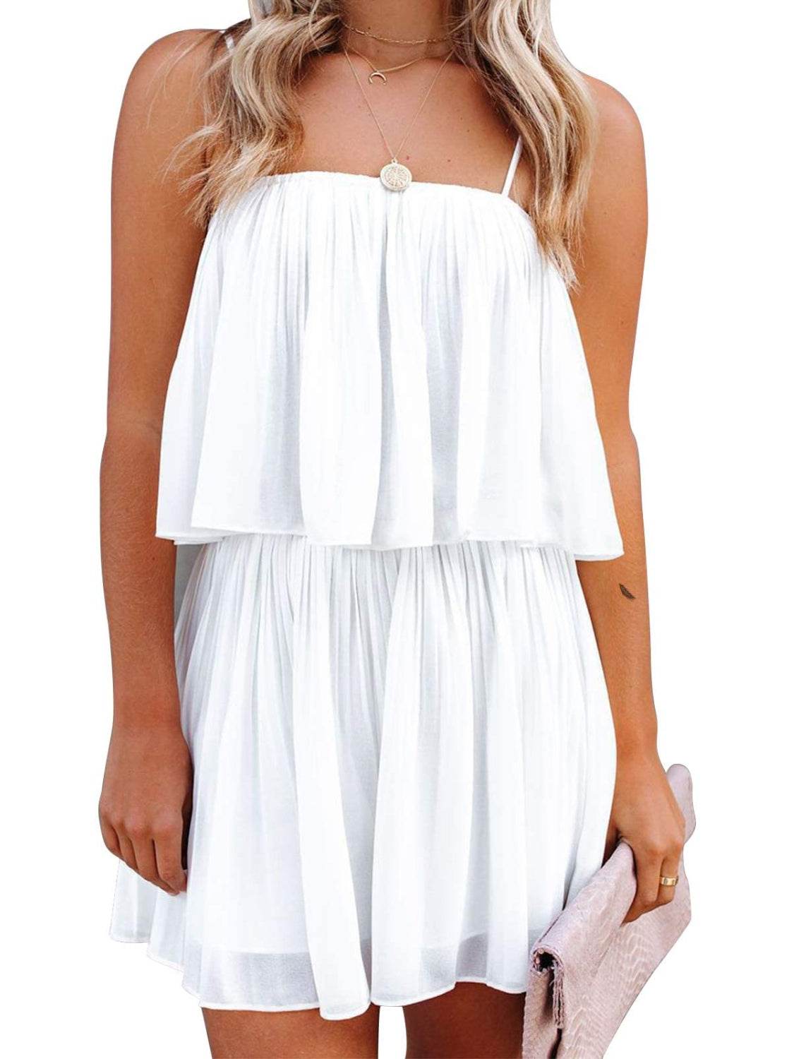 Ruched Spaghetti Strap Romper - Delanoir