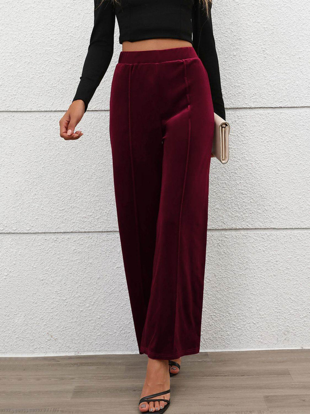 Elastic Waist Wide Leg Pants - Delanoir