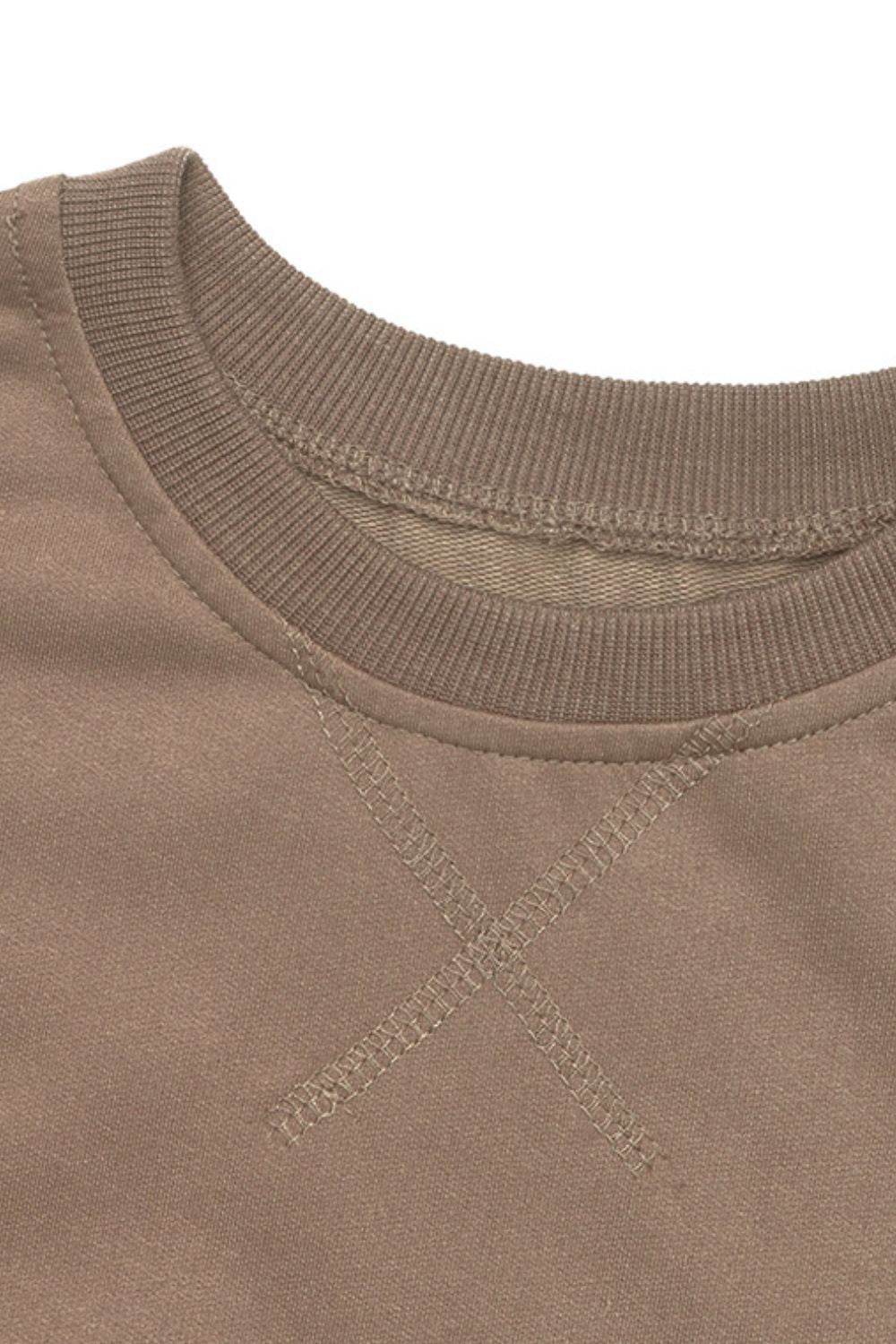 Perfee Round Neck Long Sleeve Top and Pants Set - Delanoir