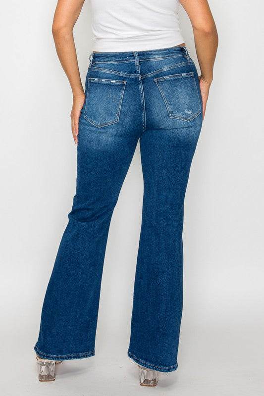 bytos Full Size High Rise Bootcut Jeans with Pockets - Delanoir