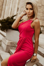 Ruched Cutout Single Shoulder Dress - Delanoir