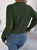 Cable-Knit Buttoned Round Neck Sweater - Delanoir