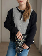 Contrast Button Down Long Sleeve Cardigan - Delanoir