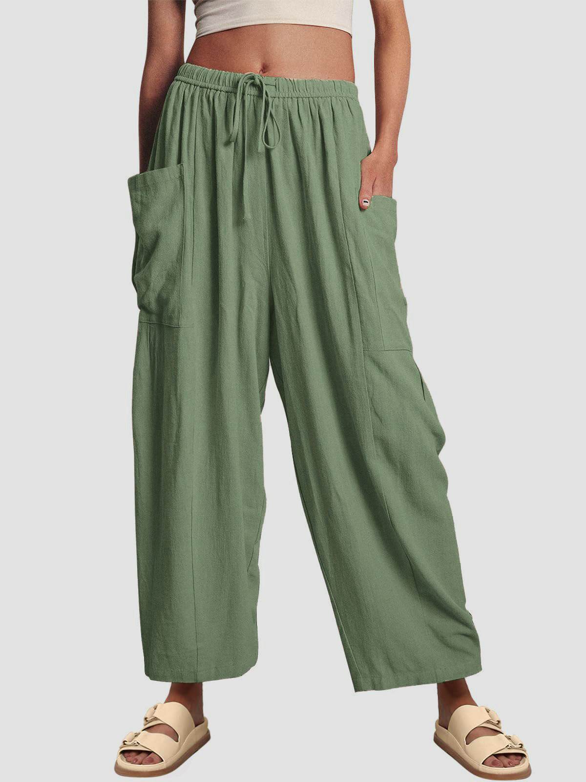 Full Size Wide Leg Pants with Pockets - Delanoir