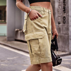 Denim Cargo Shorts with Pockets - Delanoir