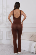 Scoop Neck Wide Strap Active Jumpsuit - Delanoir