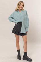 HYFVE Stripe Button Down Long Sleeve Oversized Shirt - Delanoir