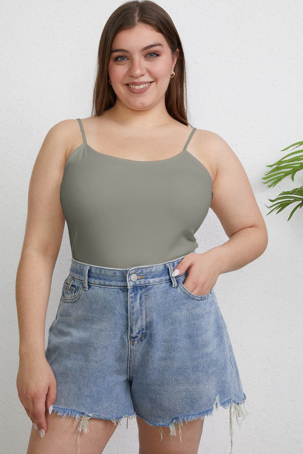 Basic Bae Full Size Round Neck Slim Cami - Delanoir