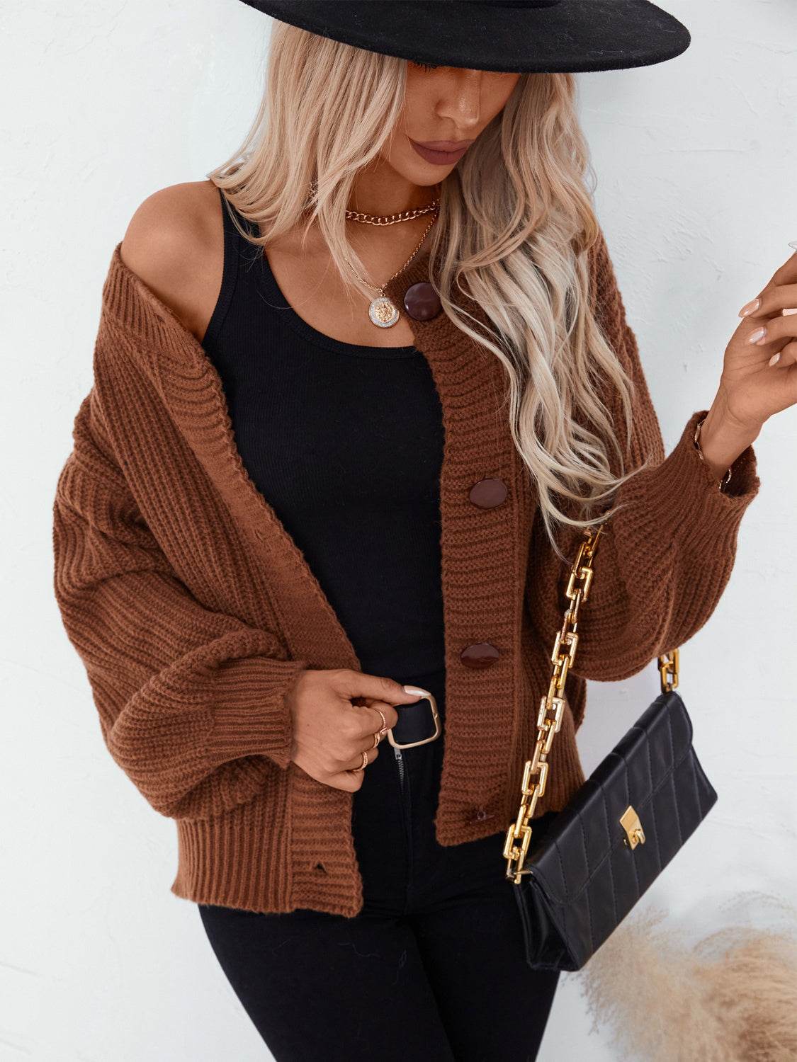 Button Down Long Sleeve Cardigan - Delanoir